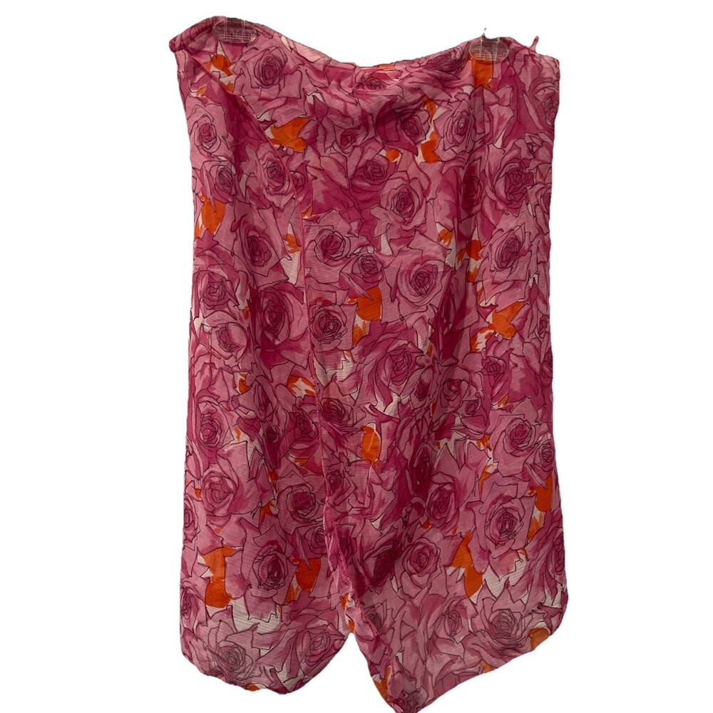 St. John Swim-Pink Roses Print Sheer Sarong-Cover Up-One Size